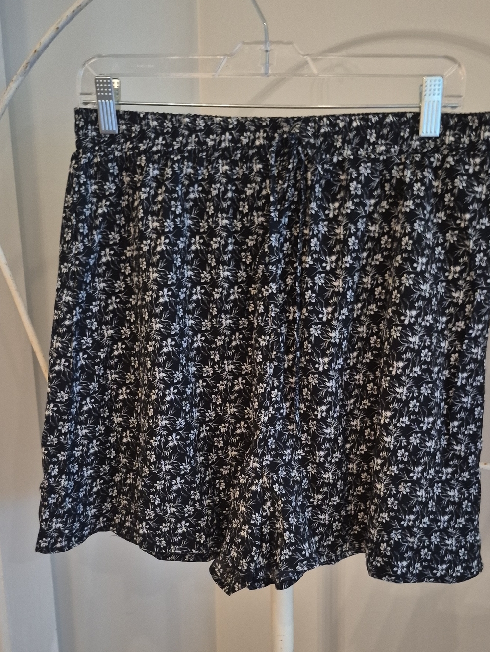 Black Floral Shorts  with White Blossoms